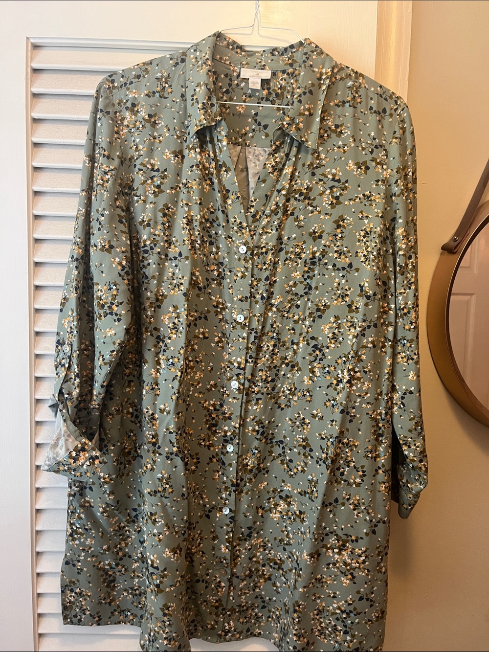 J. Jill Sage Green Floral Tunic Shirt